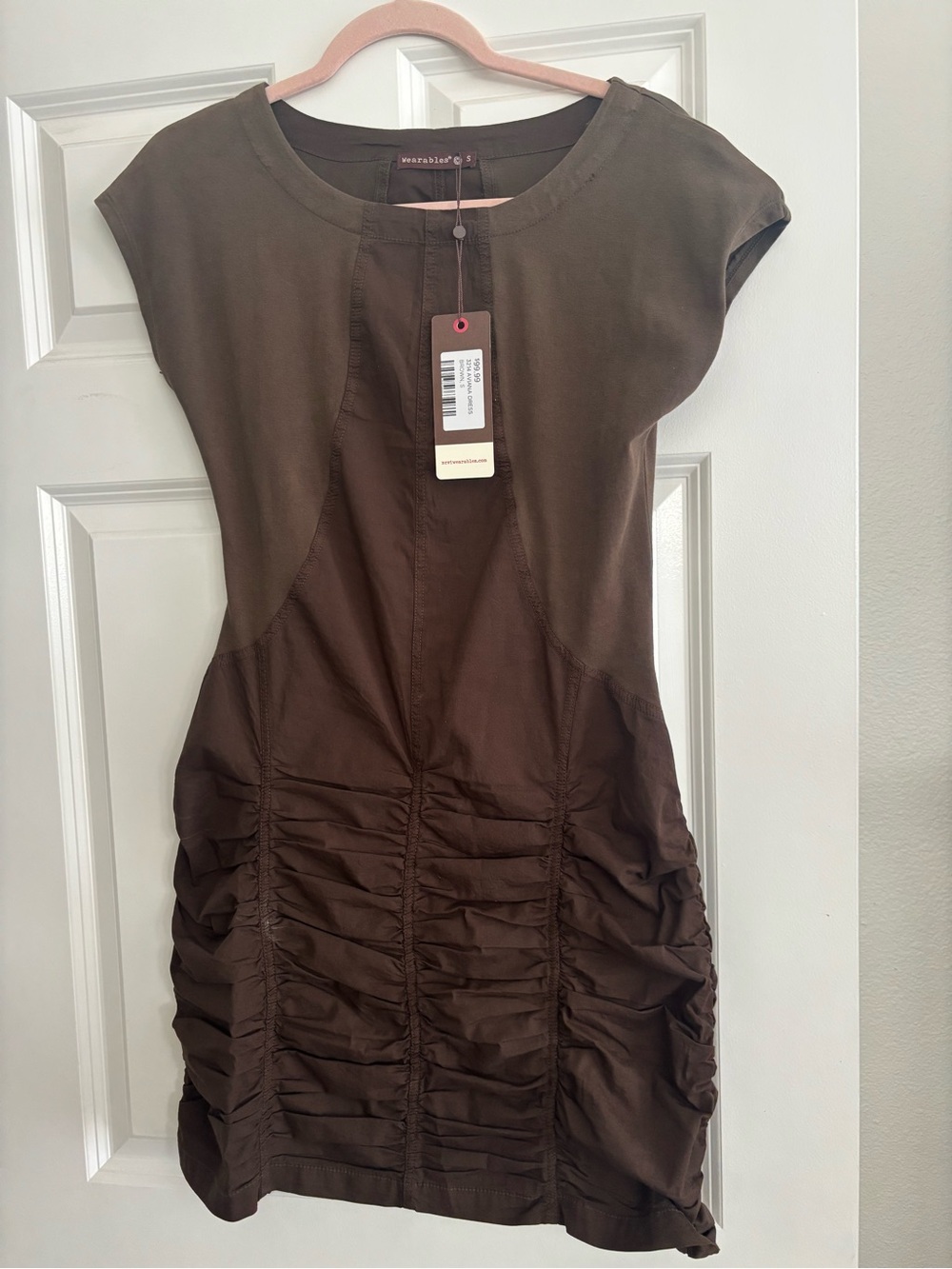 NWT Wearables Brown Ruched Sheath Dress Small